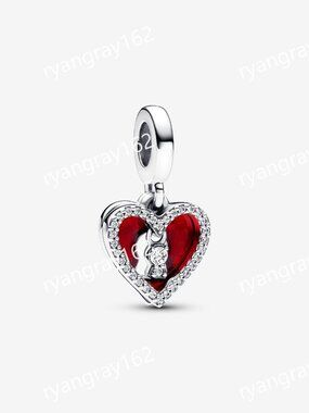 Pandora Red Heart & Keyhole Double Dangle Charm